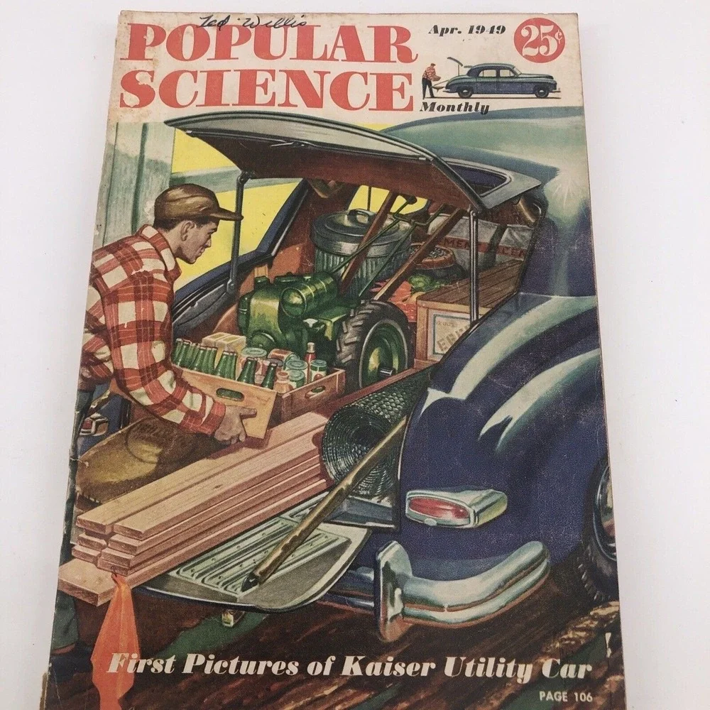 Vintage Popular Science April 1949 Magazine Kaiser Utility Car Atomic Age Ads